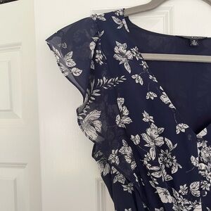 Navy and White Floral Lucky Brand Dress